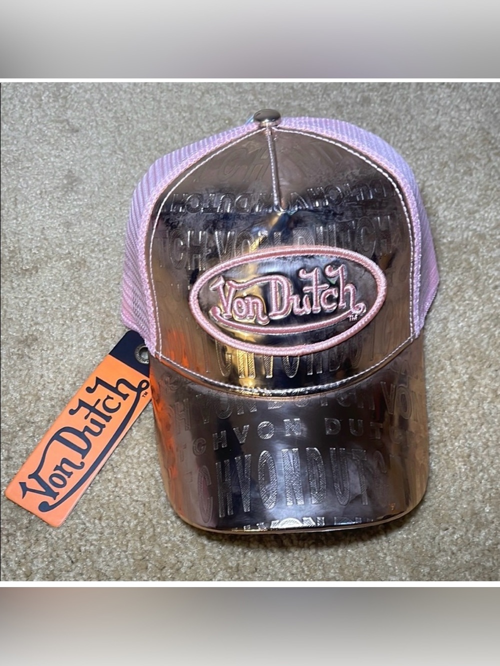 Von Dutch Metallic Reflective Rose Gold with Mesh Trucker